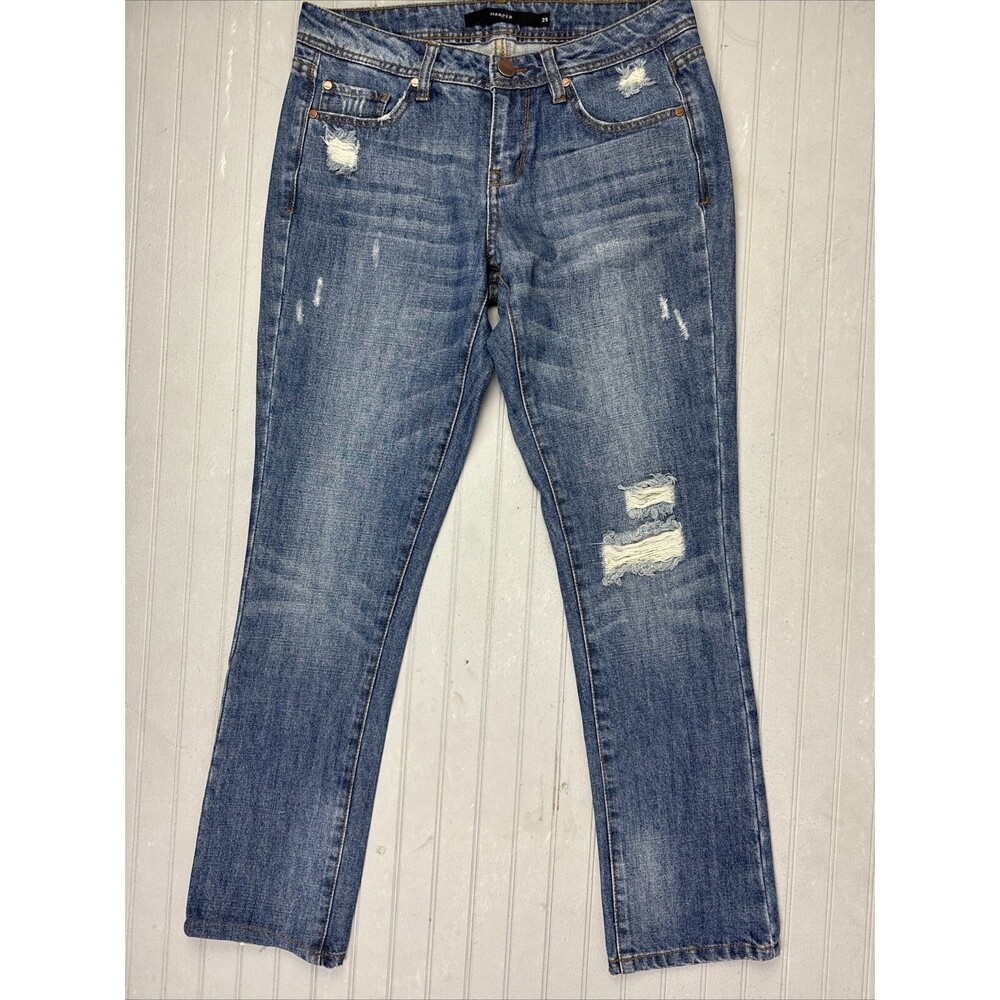 Harper Size 25 Womens Jeans Low Rise Skinny Distress Stretch Med Wash